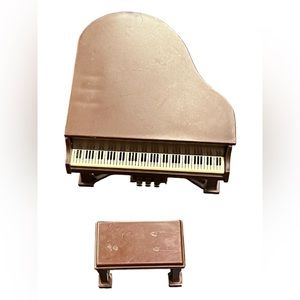 Vintage 1977 Fisher Price Dollhouse Furniture Grand Piano & Bench Brown